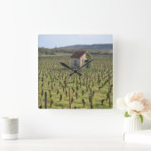 ブルゴーニュ・フランスのブドウ畑 スクエア壁時計 (ホーム)