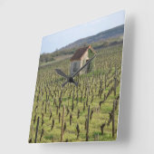 ブルゴーニュ・フランスのブドウ畑 スクエア壁時計 (傾斜)