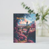 ブルゴーニュ・フランスのヴィンテージ旅行広告 ポストカード (スタンド正面)