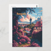 ブルゴーニュ・フランスのヴィンテージ旅行広告 ポストカード (正面/裏面)