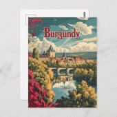 ブルゴーニュ・フランスヴィンテージアート ポストカード (正面/裏面)