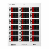 ブルゴーニュ&ブラックのまわりにダマスクアドレス ラベル (フルシート)