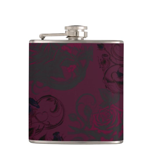 ブルゴーニュ&ブラックダークガーデンゴシックグラム結婚ズ フラスク (正面)