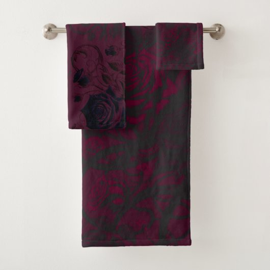 ブルゴーニュ&ブラックダークガーデンゴシックグラム バスタオルセット (インサイチュ)