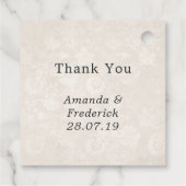 ブルゴーニュ&ブラックチャックボードダマスクフローラ結婚ズ フェイバータグ (裏面)