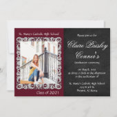 ブルゴーニュ&ブラック写真卒業 招待状 (正面)