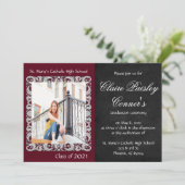 ブルゴーニュ&ブラック写真卒業 招待状 (スタンド正面)