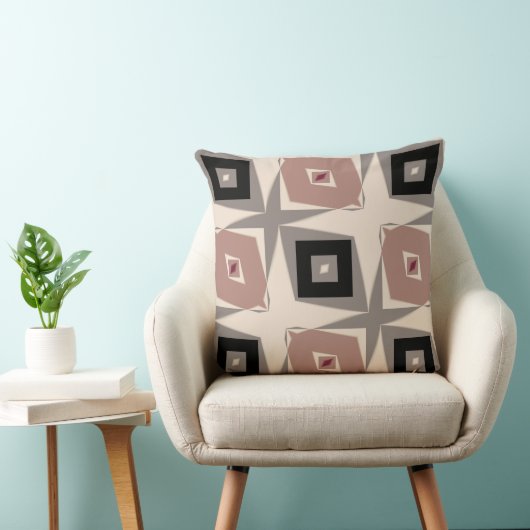 ブルゴーニュ、ブラック、メイブ、グレーの幾何学的 クッション (椅子)