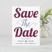 ブルゴーニュ、ブルーのタイポグラフィと背面の写真 セーブザデート (スタンド正面)