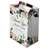 ブルゴーニュ/ブルーイングリッシュガーデン結婚フラワーズ ミディアムペーパーバッグ (正面アングル)