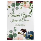 ブルゴーニュ/ブルーイングリッシュガーデン結婚フラワーズ ミディアムペーパーバッグ (裏面)