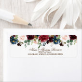 ブルゴーニュ&ブルーイングリッシュフラワーズ差出人住所 ラベル (インサイチュ)