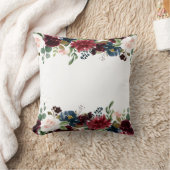 ブルゴーニュ&ブルーイングリッシュフラワーズ結婚式の引き出物 クッション (ブランケット)