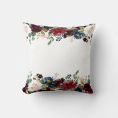 ブルゴーニュ&ブルーイングリッシュフラワーズ結婚式の引き出物 クッション (正面)