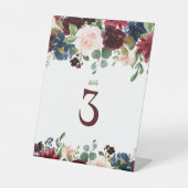 ブルゴーニュ&ブルーイングリッシュフラワーテーブルナンバー 台座サイン (正面)