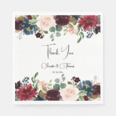 ブルゴーニュ&ブルーイングリッシュフラワー結婚ズ スタンダードランチョンナプキン (正面)