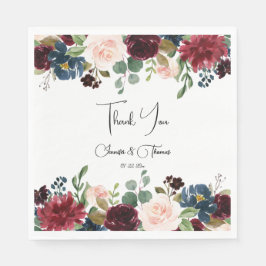 ブルゴーニュ&ブルーイングリッシュフラワー結婚ズ スタンダードランチョンナプキン