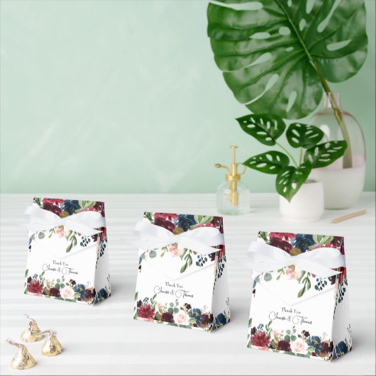 ブルゴーニュ&ブルーイングリッシュフラワー結婚ズ フェイバーボックス (複数)