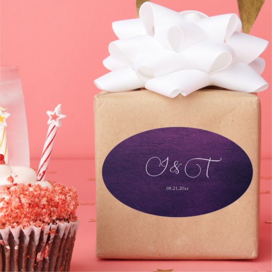 ブルゴーニュ&ブルーイングリッシュフラワー結婚ズ 楕円形シール (パーティー)