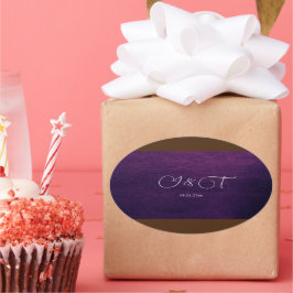 ブルゴーニュ&ブルーイングリッシュフラワー結婚ズ 楕円形シール