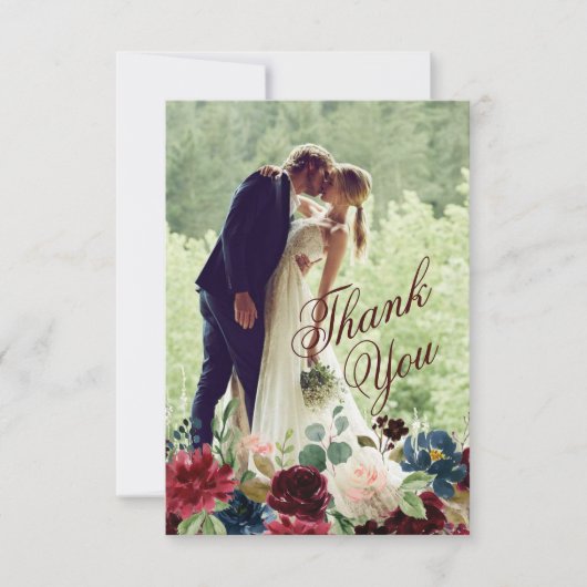 ブルゴーニュ&ブルーイングリッシュ結婚フラワーズサンキュー (正面)