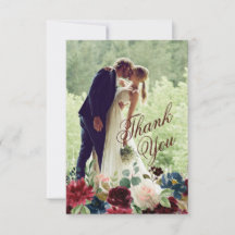 ブルゴーニュ&ブルーイングリッシュ結婚フラワーズサンキュー