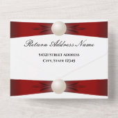 ブルゴーニュ&ブルーパールリボン結婚ズ&RSVP All オールインワン招待状 (裏面)