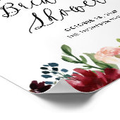 ブルゴーニュ&ブルーフローラガーランドブライダルシャワー ポスター (角)