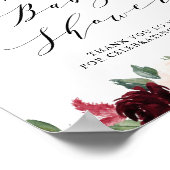 ブルゴーニュ&ブルーフローラガーランドベビーシャワーウェルカム ポスター (角)