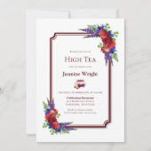 ブルゴーニュ&ブルーフローラブライダルハイティー 招待状 (正面)