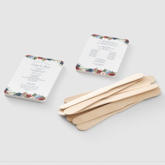 ブルゴーニュ&ブルーフローラ結婚式 プログラムファン ハンドファン (組立なし)