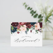 ブルゴーニュ・ブルーフローラ花嫁プロポーザル・カード インビテーションポストカード (スタンド正面)