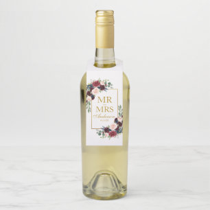 ブルゴーニュ・ブルー夫妻のフローラ金ゴールド結婚ズ ボトルネックタグ