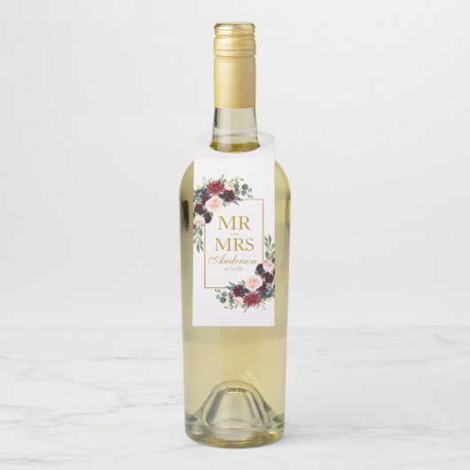 ブルゴーニュ・ブルー夫妻のフローラ金ゴールド結婚ズ ボトルネックタグ (ボトル)