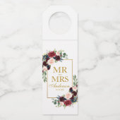 ブルゴーニュ・ブルー夫妻のフローラ金ゴールド結婚ズ ボトルネックタグ (正面)