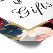 ブルゴーニュ・ブルー赤面フローラカードとギフトサイン ポスター (角)