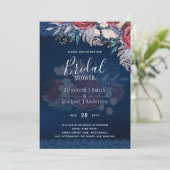 ブルゴーニュ ブルー フラワー ブライダル シャワー インビテ DIGITAL 招待状 (スタンド正面)
