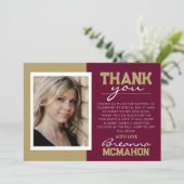 ブルゴーニュ&ブロンズ卒業写真サンキューカード 招待状 (スタンド正面)