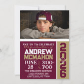 ブルゴーニュ&ブロンズ卒業写真招待状 招待状 (正面)