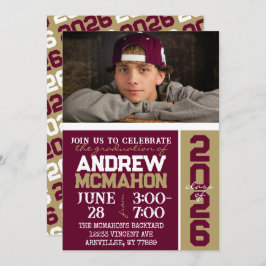 ブルゴーニュ&ブロンズ卒業写真招待状 招待状