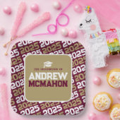 ブルゴーニュ・ブロンズ金ゴールドパーソナライズされた卒業 ペーパープレート (パーティー)