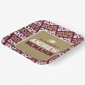 ブルゴーニュ・ブロンズ金ゴールドパーソナライズされた卒業 ペーパープレート (傾斜あり)