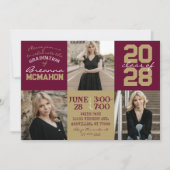 ブルゴーニュ&ブロンズ3写真卒業招待状 招待状 (正面)