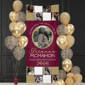 ブルゴーニュ&ブロンズ9フォトコラージュ卒業ビニル 横断幕