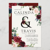 ブルゴーニュ・ブーケ | アンパはっきりしたサンド線 招待状 (正面/裏面)