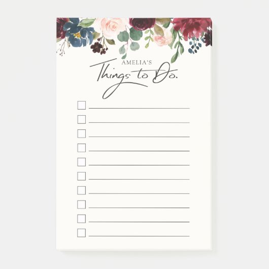 ブルゴーニュ・ブーケ |パーソナライズされたタスク一覧 ポストイット (正面)