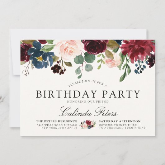 ブルゴーニュ・ブーケ | フローラ誕生会 招待状 (正面)