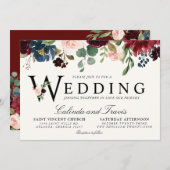 ブルゴーニュ・ブーケ | フローラ | 結婚タイポグラフィ 招待状 (正面/裏面)