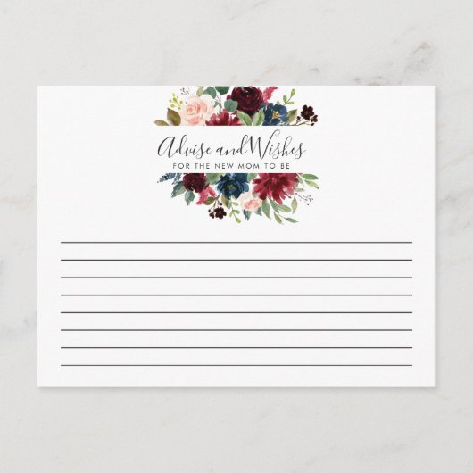ブルゴーニュ・ブーケ | ブライダルシャワー | アドバイス/希望 ポストカード (正面)
