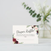 ブルゴーニュ・ブーケ | 赤ちゃんシャワー |おむつラッフルゲーム エンクロージャーカード (スタンド正面)